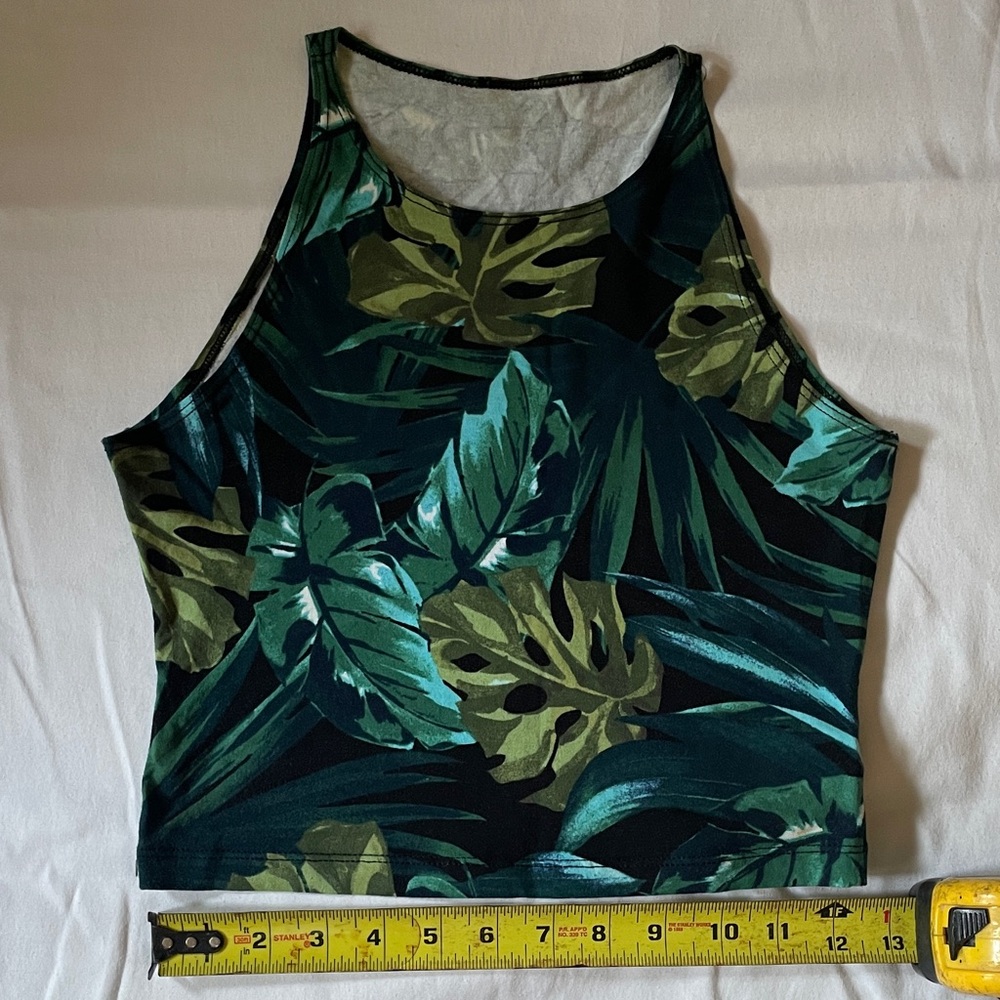 American Apparel Blue and Black Crop Top